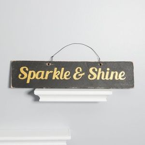Sparkle and Shine Distressed Wood & Wire Sign NEW